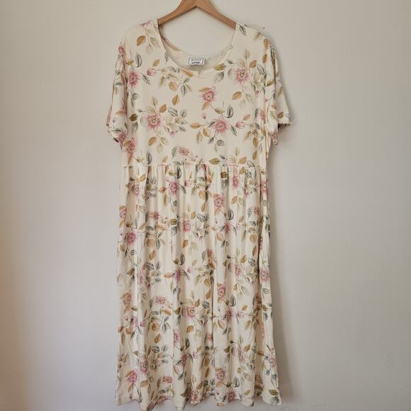 Bizzit Dresses & Skirts - Vintage 90s Bizzit Collection Midi Dress Womens 2x Floral Cottage Prairie Pocket